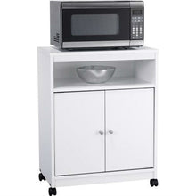 Load image into Gallery viewer, White Utility Cart / Kitchen Microwave Cart with Casters