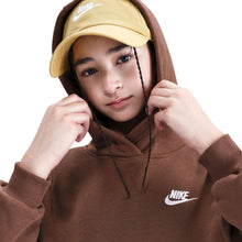 Load image into Gallery viewer, Nike Big Kids Fleece Pullover Hoodie - Fauna Brown/White
