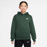 Nike Big Kids Fleece Pullover Hoodie - Fir/White