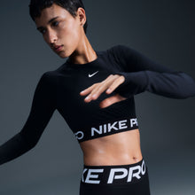 Load image into Gallery viewer, Nike Womens Pro Cropped Long Sleeve - Black White
