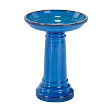 Load image into Gallery viewer, 2 Gallon Blue Ceramic Traditional Outdoor Patio Garden Birdbath