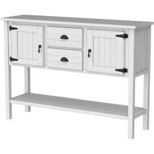 Load image into Gallery viewer, Farmhouse Solid Wood Sofa Table with Storage Drawers in Rustic White Finish