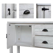 Load image into Gallery viewer, Farmhouse Solid Wood Sofa Table with Storage Drawers in Rustic White Finish