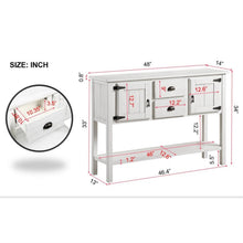 Load image into Gallery viewer, Farmhouse Solid Wood Sofa Table with Storage Drawers in Rustic White Finish