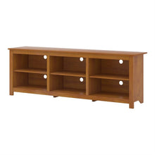 Load image into Gallery viewer, Farmhouse TV Stand in Amber Brown Wood Finish - for TVs up to 70-inch