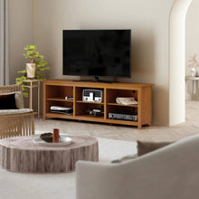 Load image into Gallery viewer, Farmhouse TV Stand in Amber Brown Wood Finish - for TVs up to 70-inch