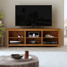 Load image into Gallery viewer, Farmhouse TV Stand in Amber Brown Wood Finish - for TVs up to 70-inch