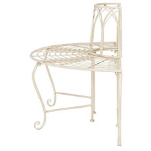 Load image into Gallery viewer, Half-Circle Outdoor Patio Garden Antique White Wrought Iron Tree Bench