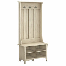 Load image into Gallery viewer, Antique White Large Entryway Coat Rack Storage Shoe Cubby Hall Tree