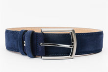 Load image into Gallery viewer, The Bari Navy Suede Leather Belt