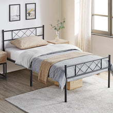 Load image into Gallery viewer, Twin Size Traditional Powder Coated Slatted Metal Platform Bed