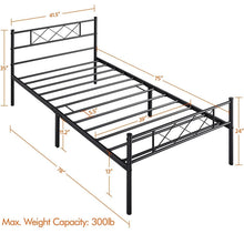 Load image into Gallery viewer, Twin Size Traditional Powder Coated Slatted Metal Platform Bed