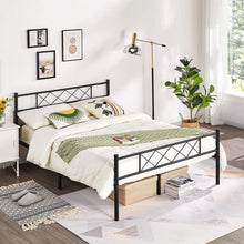 Load image into Gallery viewer, Queen Size Traditional Powder Coated Slatted Metal Platform Bed