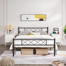 Load image into Gallery viewer, Queen Size Traditional Powder Coated Slatted Metal Platform Bed