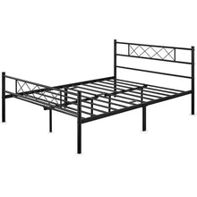 Load image into Gallery viewer, Queen Size Traditional Powder Coated Slatted Metal Platform Bed