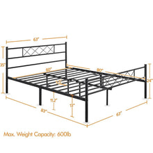 Load image into Gallery viewer, Queen Size Traditional Powder Coated Slatted Metal Platform Bed