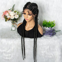 Load image into Gallery viewer, 32" Full Lace Four Braid Box Braids Wig | Kanekalon Synthetic Braided Wig for Black Women