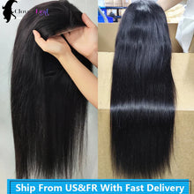 Load image into Gallery viewer, 24inch Glueless Wig Human Hair Ready To Wear Straight 4x4 Pre-Cut Glueless Wigs Pre-Plucked Top Brazilian Wigs for Women