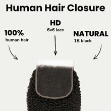 Load image into Gallery viewer, Afro Kinky 6x6 HD Lace Human Hair Closure