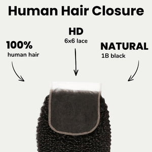 Afro Kinky 6x6 HD Lace Human Hair Closure
