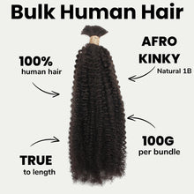 Load image into Gallery viewer, Afro Kinky Bulk 100% Human Braiding Hair