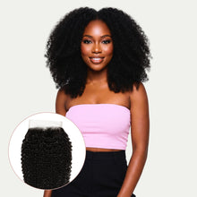 Load image into Gallery viewer, Afro Kinky Curly 4x4 Transparent Lace Human Hair Closure