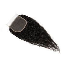 Load image into Gallery viewer, Afro Kinky Curly 4x4 Transparent Lace Human Hair Closure