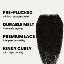 Load image into Gallery viewer, Afro Kinky Curly 4x4 Transparent Lace Human Hair Closure