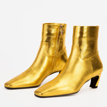 Load image into Gallery viewer, The Golden Glow Gold Leather Kitten Heel Women Boot