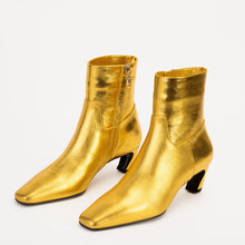 Load image into Gallery viewer, The Golden Glow Gold Leather Kitten Heel Women Boot