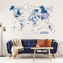 Load image into Gallery viewer, 3D Wooden World Map Aqua