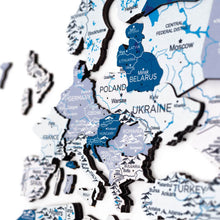 Load image into Gallery viewer, 3D Wooden World Map Aqua