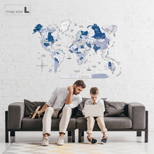 Load image into Gallery viewer, 3D Wooden World Map Aqua
