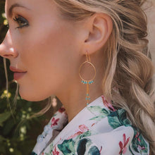 Load image into Gallery viewer, Aquamarine Mini Swing Hoop Earrings