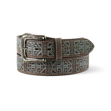 Load image into Gallery viewer, Ariat Blue Tooled Aztec Cross- Womans Leather Belt