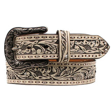 Load image into Gallery viewer, Ariat White Silver Pierced - Womans Leather Belt