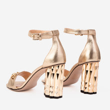 Load image into Gallery viewer, The Avlonya Block Heel Gold Leather Ankle Strap Women Sandal