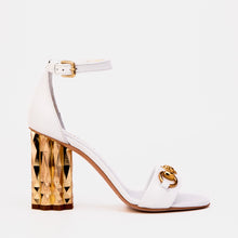 Load image into Gallery viewer, The Avlonya Block Heel White Leather Women Sandal