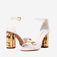 Load image into Gallery viewer, The Avlonya Block Heel White Leather Women Sandal