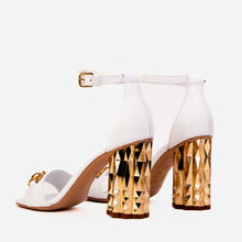 Load image into Gallery viewer, The Avlonya Block Heel White Leather Women Sandal