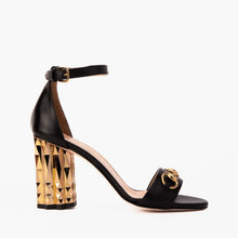 Load image into Gallery viewer, The Avlonya Block Heel Black Leather Ankle Strap Women Sandal