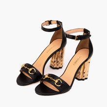 Load image into Gallery viewer, The Avlonya Block Heel Black Leather Ankle Strap Women Sandal