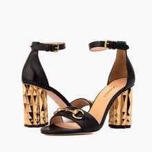 Load image into Gallery viewer, The Avlonya Block Heel Black Leather Ankle Strap Women Sandal