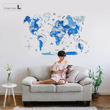 Load image into Gallery viewer, 3D Wooden World Map Azure