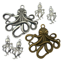 Load image into Gallery viewer, Steampunk Octopus Charms 6 pcs Jewelry Making Supplies