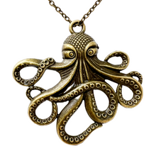 Load image into Gallery viewer, Octopus Necklace Steampunk Nautical Gothic Tentacle Pendant Silver or Bronze