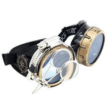 Load image into Gallery viewer, Handmade Victorian Steampunk Goggles with Loupe - blue, red, purple, black, clear, green, light blue lenses