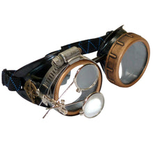 Load image into Gallery viewer, Handmade Victorian Steampunk Goggles with Loupe - blue, red, purple, black, clear, green, light blue lenses