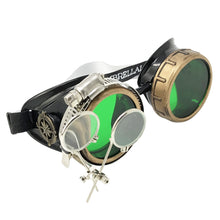 Load image into Gallery viewer, Handmade Victorian Steampunk Goggles with Loupe - blue, red, purple, black, clear, green, light blue lenses
