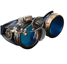 Load image into Gallery viewer, Handmade Victorian Steampunk Goggles with Loupe - blue, red, purple, black, clear, green, light blue lenses